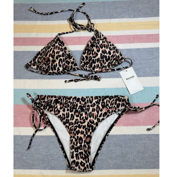 NWT Leopard Print String Bikini Size Small - Picture 1 of 9